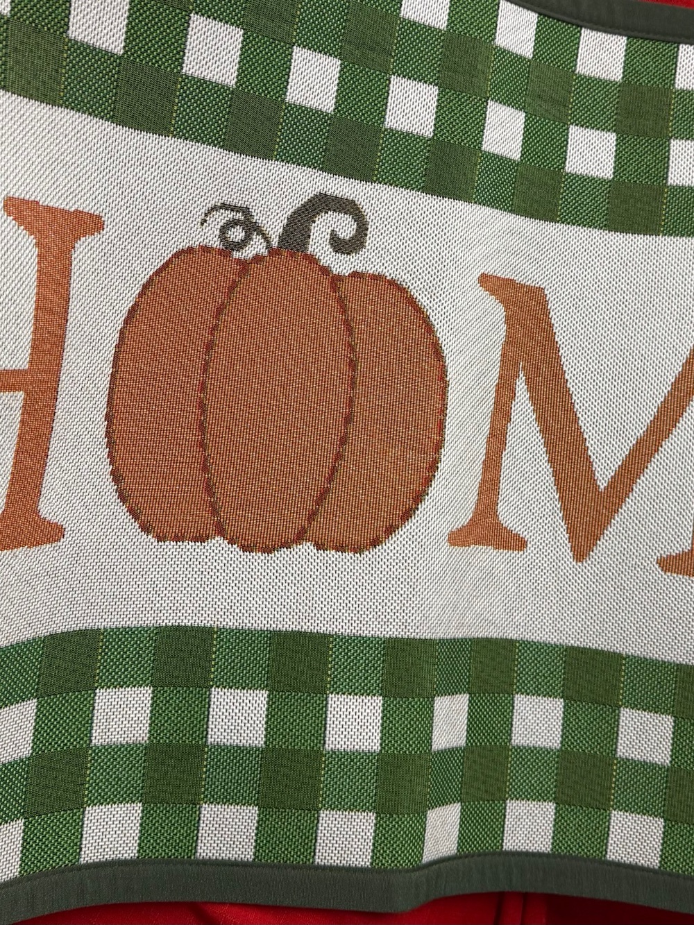 Autumn Pumpkin Fall Accent Rug Green Orange Checker Door Mat HOME decor - Picture 5 of 9